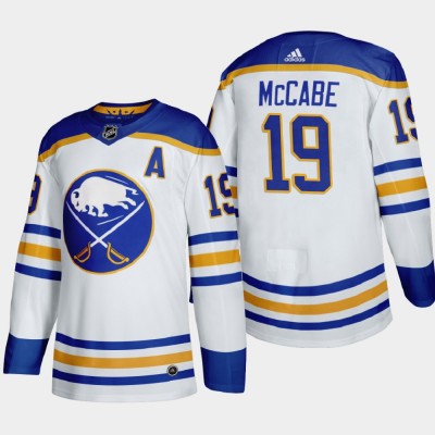 Buffalo Buffalo Sabres #19 Jake Mccabe Men's Adidas 2020-21 Away Authentic Player Stitched NHL Jersey White Men's